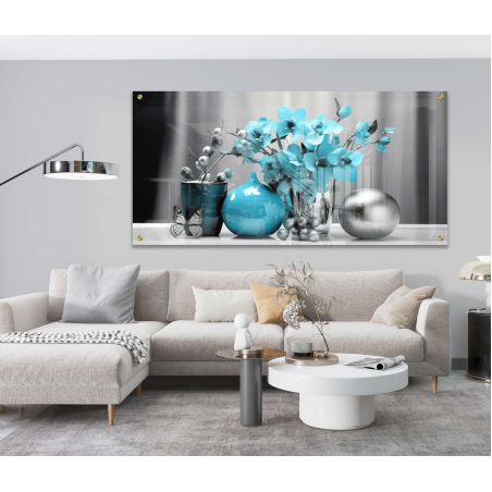 תמונת זכוכית אגרטלים בטורקיז דגם 310553