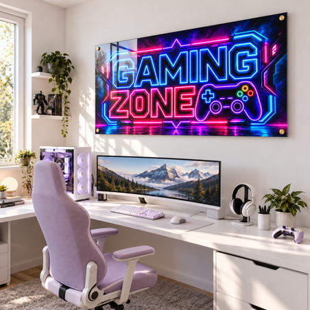 תמונת זכוכית GAMING ZONE בניאון | דגם GG7773