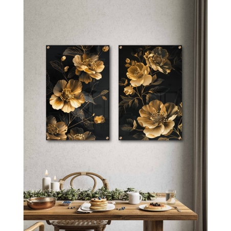 זוג תמונות על זכוכית לסלון או לפינת אוכל 