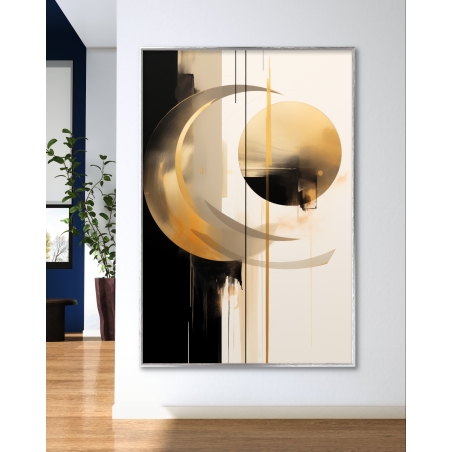 תמונת קנבס גיאומטרי זהב שחור דגם 2111238