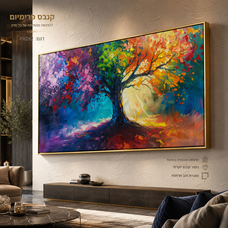 תמונת קנבס פרימיום במרקם בולט דגם עץ החיים הצבעוני PR292