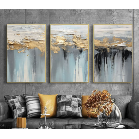 שלשה על קנבס כותנה!! מתוח וממוסגר לסלון או למשרד דגם 140626