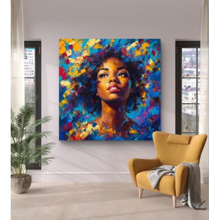 תמונת קנבס מרובעת בסגנון אפריקאית 