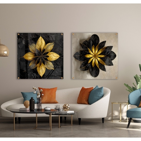 זוג תמונות מיוחדות ללובי או לסלון-תלייה לאורך או לרוחב בהדפסה ישירה על זכוכית דגם 22078014