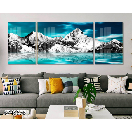 תמונה מחולקת לסלון בעיצוב מופשט מודרני דגם 6748575