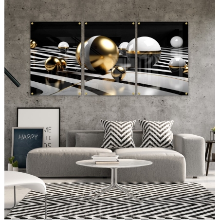 שלישיית תמונות לפינת אוכל או לסלון מודפסות על זכוכית דגם 709231