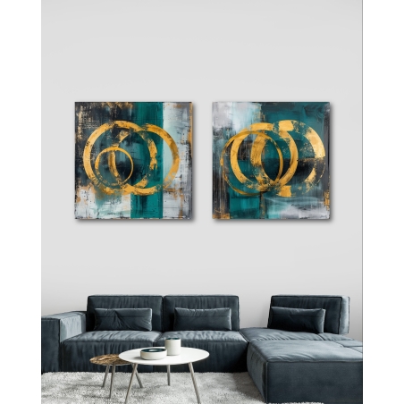 זוג תמונות מרובעות בסגנון אבסטרקט גאומטרי 