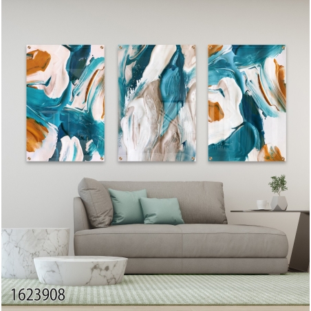 שלישיית תמונות לפינת אוכל או לסלון מודפסות על זכוכית דגם 1623908