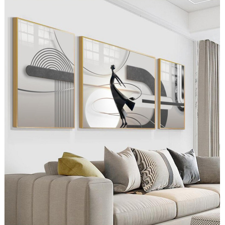 תמונת אבסטרקט מחולקת לסלון על קנבס עם אפשרות לחיפוי זכוכית דגם 7659951