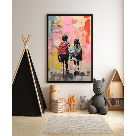 תמונה מקורית לחדר ילדים גרפיטי בדרך לבית הספר דגם 4082311