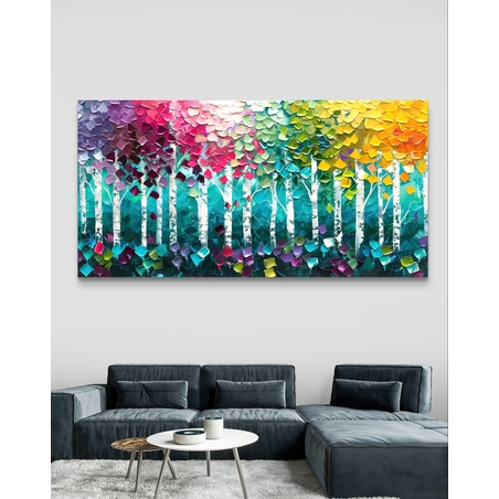 תמונת קנבס צבעונית לסלון בסגנון עצים 