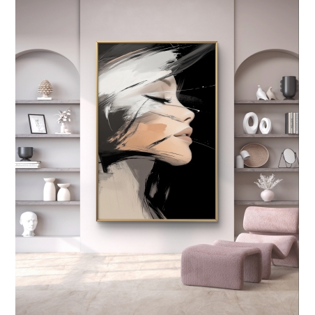 תמונת קנבס מופשטת של אישה בפרופיל, בעיצוב מודרני ייחודי מתוך קולקציית תכשיט לבית