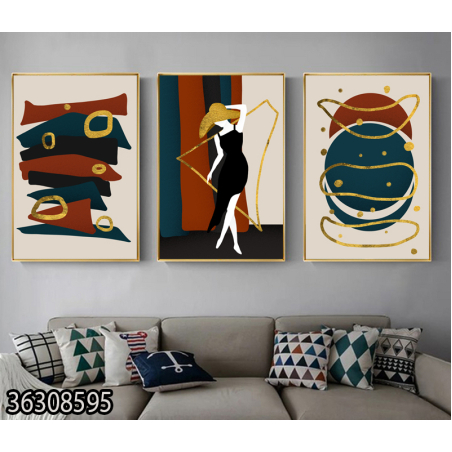 שלשה על קנבס מתוח וממוסגר לחדר השינה או לסלון דגם 36308595