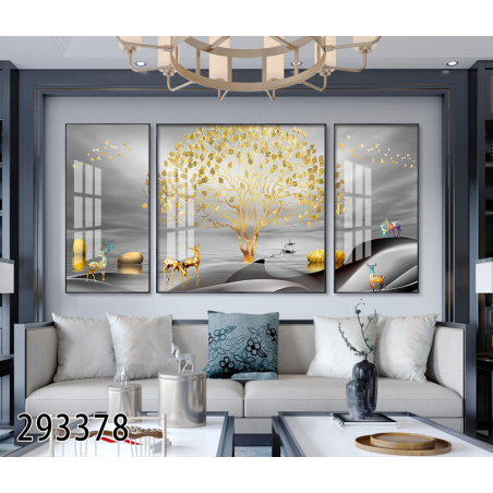 תמונה לסלון  מודפסת על כותנה מחולקת דגם  293378