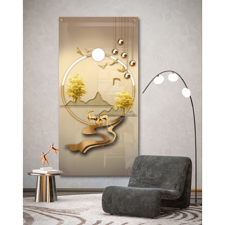 תמונת זכוכית לאורך לסלון בסגנון נורדי 