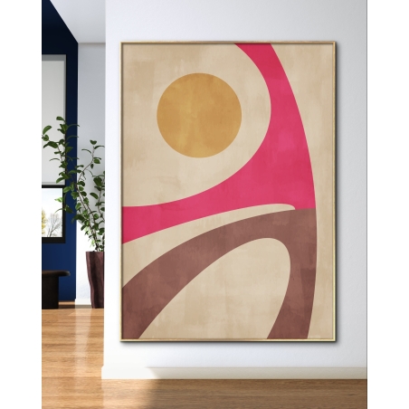 תמונת קנבס למשרד גיאומטרית מודרנית מופשטת גוונים צהוב וורוד דגם - A68001