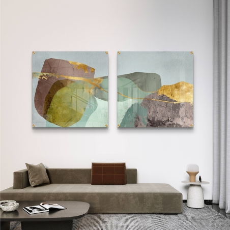 זוג תמונות זכוכית מרובעות 