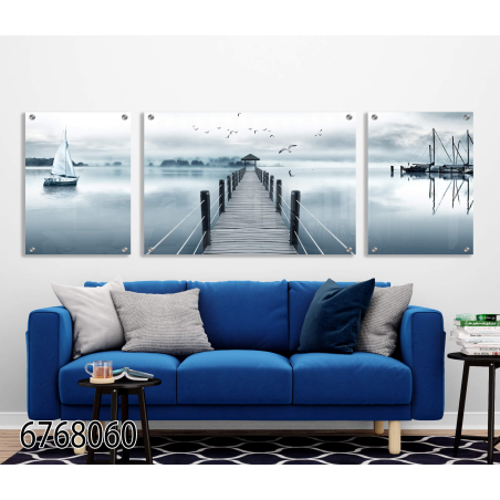 תמונה מחולקת לסלון מודפסת על זכוכית דגם 6768060