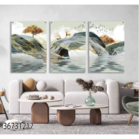 שלישיית תמונות לפינת אוכל או לסלון מודפסות על זכוכית דגם 36731217