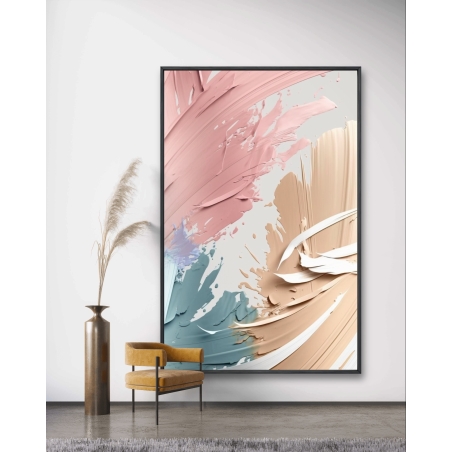 תמונת קנבס מהממת בסגנון אבסטרקט גוונים ורוד תכלת וכתום אפרסק דגם - A30064