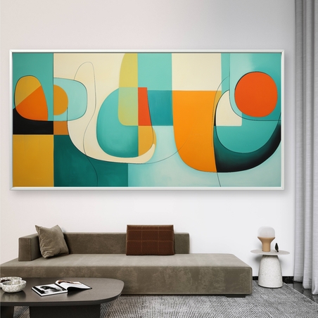 קנבס כותנה מודרני גיאומטרי לסלון או למשרד דגם 2111236