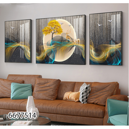 תמונה מחולקת לסלון בעיצוב מופשט מודרני דגם 6677514