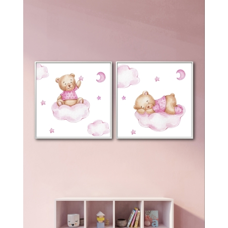 זוג תמונות מרובעות על קנבס לחדר ילדים 