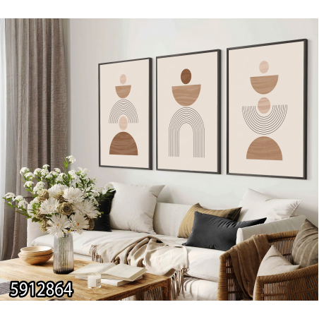 שלשה על קנבס אבסטרקט מתוח וממוסגר לחדר השינה או לסלון דגם 5912864