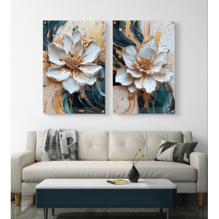 זוג תמונות זכוכית לסלון 