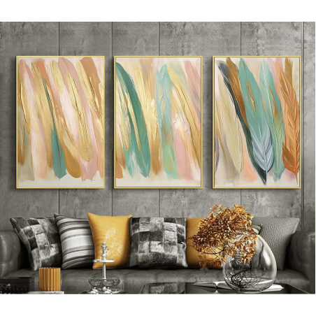 שלשה על קנבס כותנה!! מתוח וממוסגר לסלון או למשרד דגם 140623