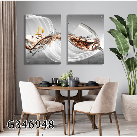 זוג תמונות למטבח בהדפסה  על זכוכית 3469485