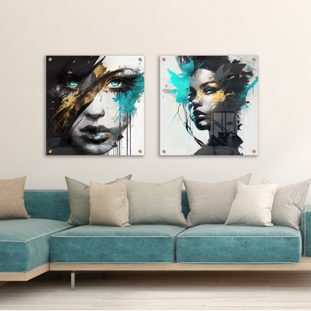 זוג תמונות מרובעות בהדפסה ישירה על זכוכית דגם 230019