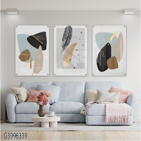 שלישיית תמונות לפינת אוכל או לסלון מודפסות על זכוכית דגם G3996339