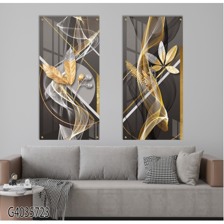 זוג תמונות זכוכית לסלון  או למשרד דגם G4035723