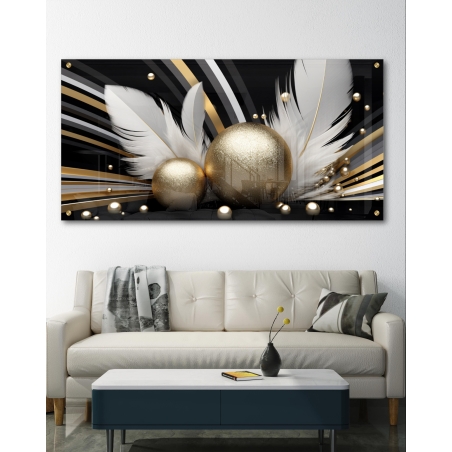 תמונת זכוכית לסלון בסגנון גאומטרי תלת מימד 