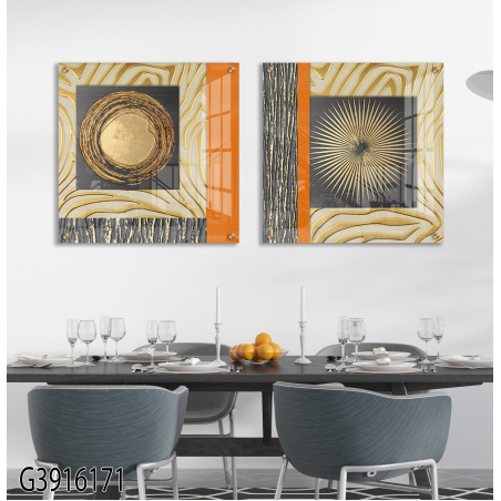 זוג תמונות מרובעות בהדפסה ישירה על זכוכית דגם G3916171