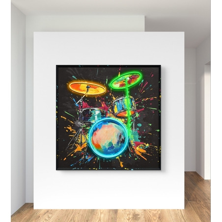 תמונת LED מערכת תופים צבעונית – מופעלת על סוללות עם שלט רחוק - מידה 83*83 ס