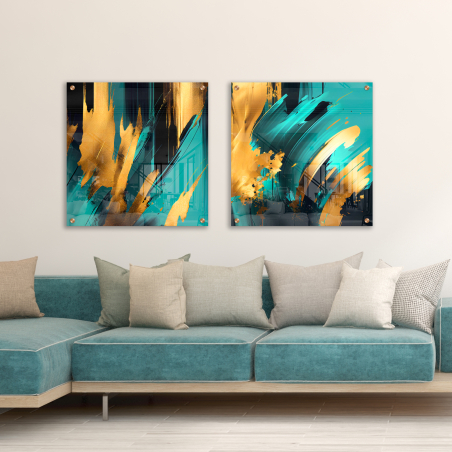 זוג תמונות מרובעות בהדפסה ישירה על זכוכית דגם 230030