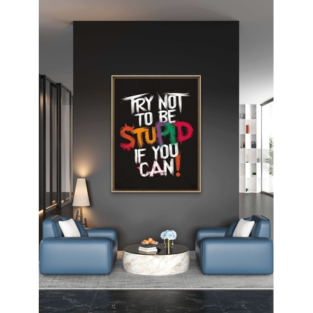 תמונת קנבס עם כיתוב השראתי בצבעים חזקים על רקע שחור בעיצוב אורבני מודרני לסלון או למשרד