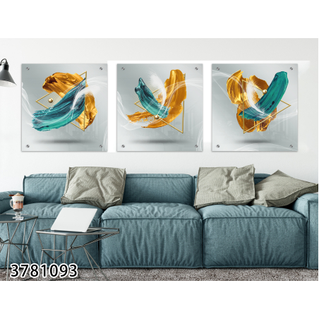 שלישיית תמונות מקורית מודפסת ישירות על זכוכית דגם-3781093