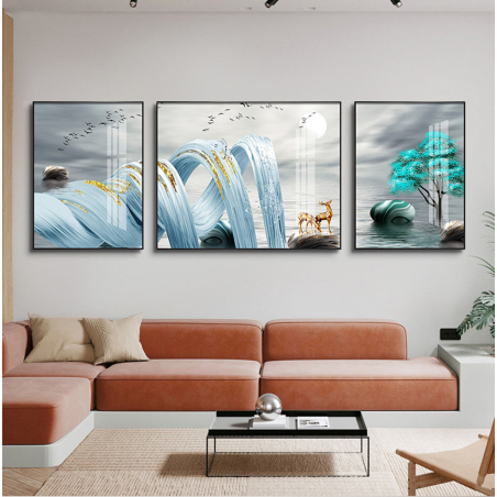 תמונת תלת מימד מחולקת לסלון על קנבס עם אפשרות לחיפוי זכוכית דגם 1694990