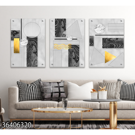 שלישיית תמונות לסלון מודפסות על זכוכית דגם 36406320