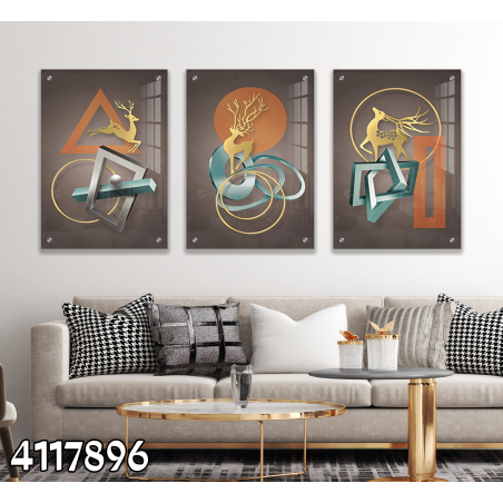 שלישיית תמונות לסלון מודפסות על זכוכית דגם 4117896