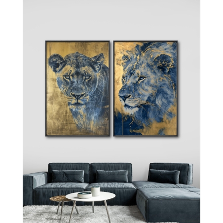 זוג תמונות קנבס על בד כותנה סגנון בעלי חיים 