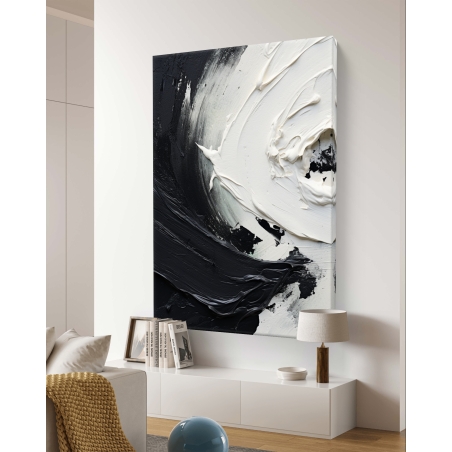 תמונת קנבס מהממת אבסרקט שחור לבן  דגם 1711239