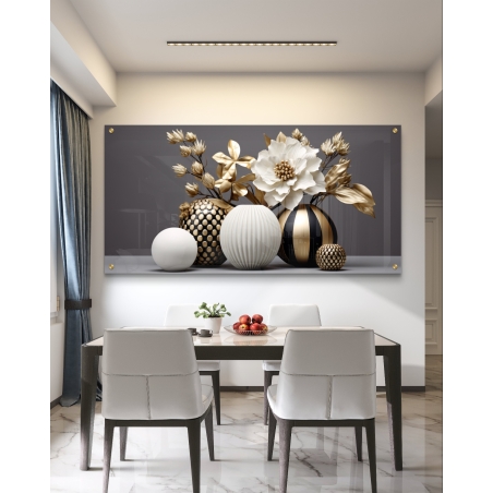 תמונת זכוכית לסלון בסגנון גאומטרי 