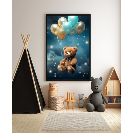 תמונה מקורית לחדר ילדים דובי חמוד עם בלונים דגם 4082330