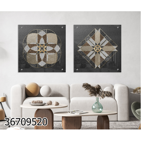 זוג תמונות אבסרקט בהדפסה ישירה על זכוכית דגם 36709520