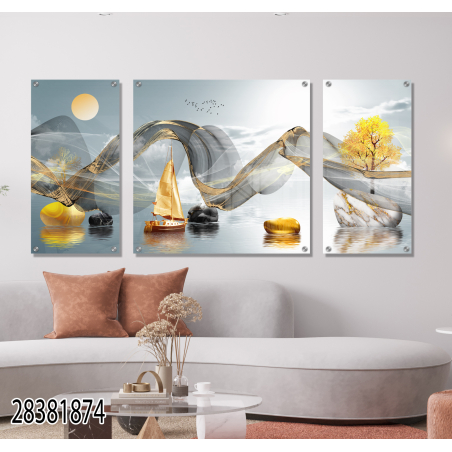 תמונה מחולקת לסלון מודפסת על זכוכית דגם 28381874