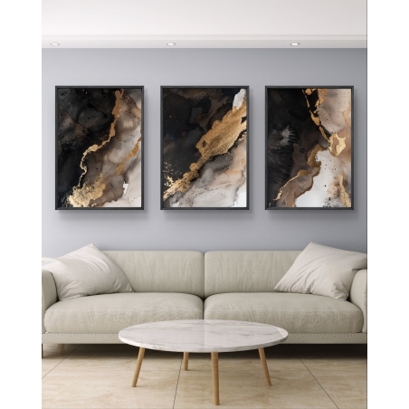 שלשת תמונות על קנבס כותנה בסגנון אבסטרקט 